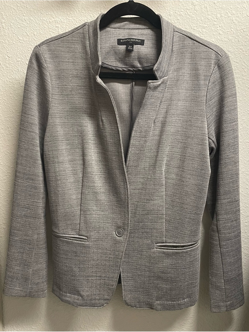 Banana Republic Women's Light Gray Open-Collar Single-Button Blazer